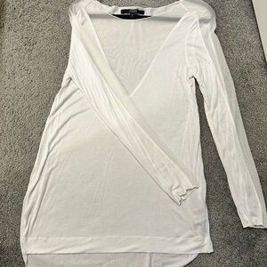 Guess White Asymmetrical Wrap Blouse